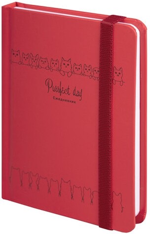 Ежедневник недатированный с резинкой, МАЛЫЙ ФОРМАТ А6 (109х148 мм), BRAUBERG, 128 л., "Котики", 114571