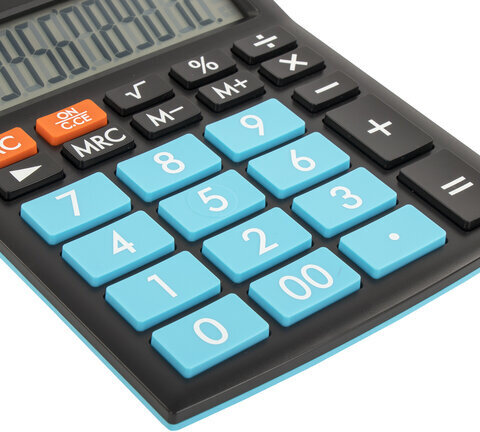 Калькулятор настольный BRAUBERG ULTRA COLOR-12-BKBU (192x143 мм), 12 разрядов, двойное питание, ЧЕРНО-ГОЛУБОЙ, 250497