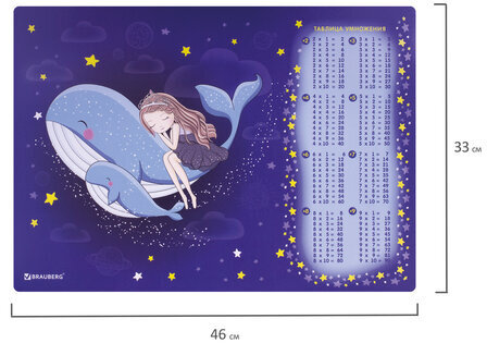 Настольное покрытие BRAUBERG, А3+, пластик, 46x33 см, "Ocean dream", 270400