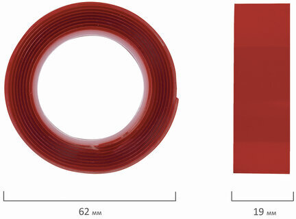 Монтажная прозрачная суперпрочная двухсторонняя лента 19 мм х 1,5 м, акриловая, 1 мм, BRAUBERG, 606423