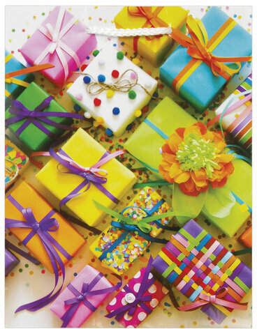 Пакет подарочный 17,8x9,8x22,9 см, ЗОЛОТАЯ СКАЗКА "Яркие подарки", ламинированный, 606591