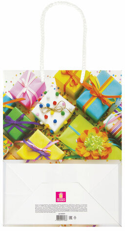 Пакет подарочный 17,8x9,8x22,9 см, ЗОЛОТАЯ СКАЗКА "Яркие подарки", ламинированный, 606591