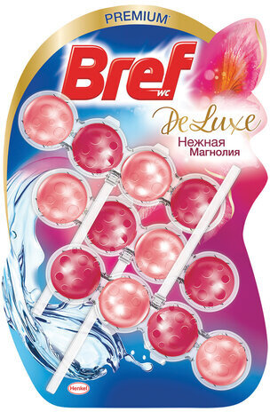 Блок туалетный подвесной твердый 3 шт. х 50 г BREF (Бреф) De Luxe, "Нежная магнолия", 17258