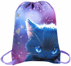 Мешок для обуви BRAUBERG PREMIUM, карман, подкладка, светоотражайка, 43х33 см, Anime cat, 272421