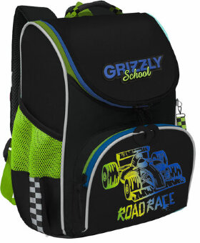 Ранец GRIZZLY анатомическая спинка, с мешком для обуви, для мальчиков, ROAD RACE, 33х25х13 см, RAm-485-2/1