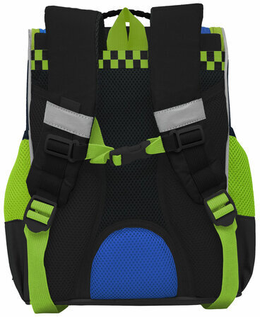 Ранец GRIZZLY анатомическая спинка, с мешком для обуви, для мальчиков, ROAD RACE, 33х25х13 см, RAm-485-2/1