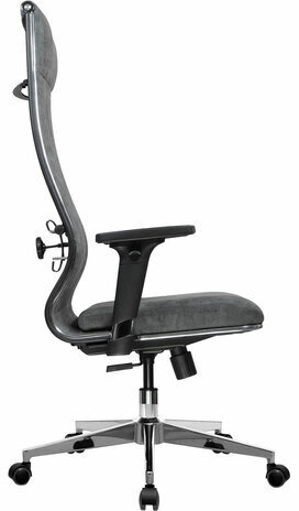 Кресло офисное МЕТТА "L1m 42/2D", хром, 2D-подлокотники, сиденье и спинка мягкие, велюр, темно-серое