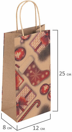 Пакет подарочный КОМПЛЕКТ 10 штук, 12x8x25 см, ЗОЛОТАЯ СКАЗКА, 591965