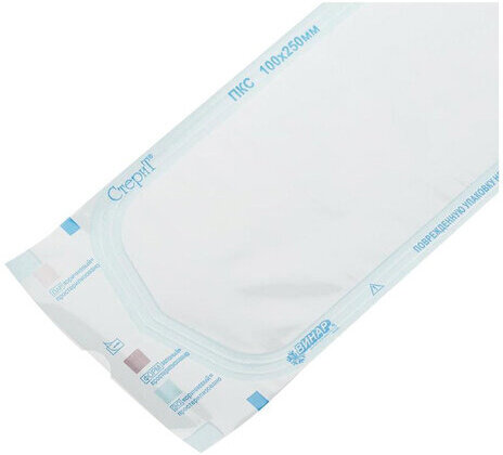 Пакет комбинированный самоклеящийся ВИНАР СТЕРИТ, комплект 100 шт., для ПАРОВОЙ/ГАЗОВОЙ стерилизации, 100х250 мм