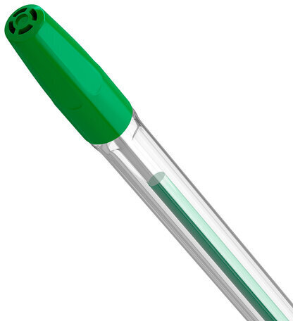 Ручка шариковая BRAUBERG "M-500 CLASSIC", ЗЕЛЕНАЯ, корпус прозрачный, узел 0,7 мм, линия письма 0,35 мм, 143447