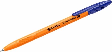 Ручки шариковые BRAUBERG "ULTRA ORANGE", СИНИЕ, НАБОР 10 штук, корпус оранжевый, узел 0,7 мм, 143571