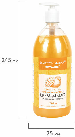 Мыло-крем жидкое 1 л ЗОЛОТОЙ ИДЕАЛ "Бархатистый апельсин-манго", дозатор, 608287