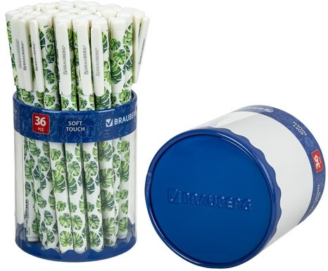 Ручка шариковая BRAUBERG SOFT TOUCH GRIP "TROPIC", СИНЯЯ, мягкое покрытие, узел 0,7 мм, 143719