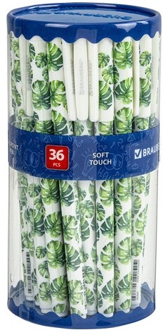 Ручка шариковая BRAUBERG SOFT TOUCH GRIP "TROPIC", СИНЯЯ, мягкое покрытие, узел 0,7 мм, 143719