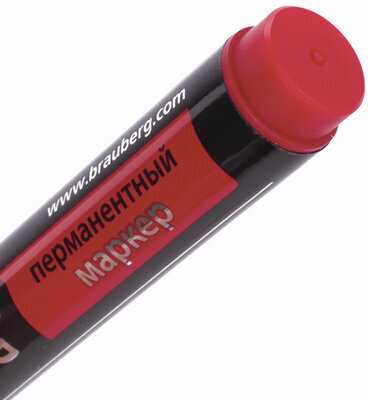 Маркер перманентный (нестираемый) BRAUBERG "Contract", КРАСНЫЙ, круглый наконечник, 3 мм, без клипа, 150467