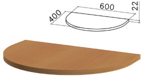 Стол приставной полукруг &quot;Монолит&quot;, 600х400х750 мм, БЕЗ ОПОРЫ (640137), цвет орех гварнери, ПМ37.3