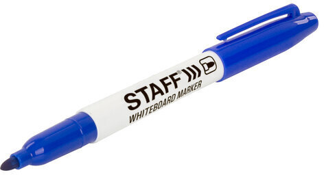 Маркер стираемый для белой доски STAFF "EVERYDAY" WBM-093, СИНИЙ, 2,5 мм, тонкий корпус, 151094