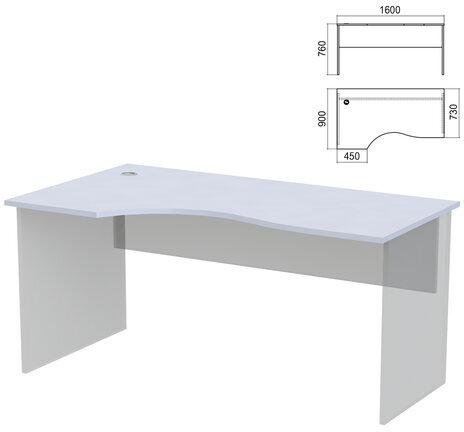 Стол эргономичный ЧАСТЬ 1 "Арго", 1600х900х760 мм, левый, серый