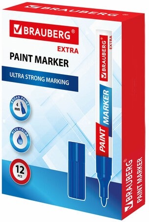 Маркер-краска лаковый EXTRA (paint marker) 4 мм, СИНИЙ, УСИЛЕННАЯ НИТРО-ОСНОВА, BRAUBERG, 151983