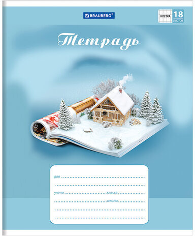 Тетрадь 18 л. BRAUBERG, клетка, обложка картон, WORLD IN BOOK, 402993