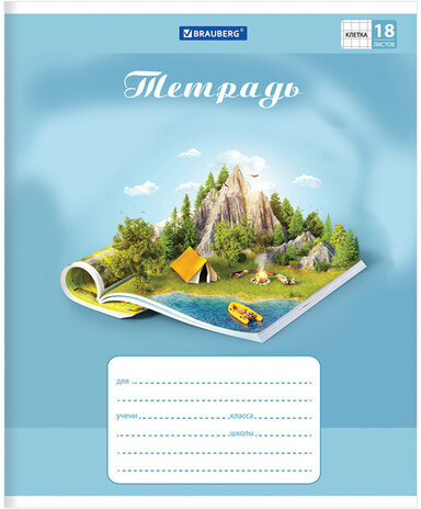 Тетрадь 18 л. BRAUBERG, клетка, обложка картон, WORLD IN BOOK, 402993
