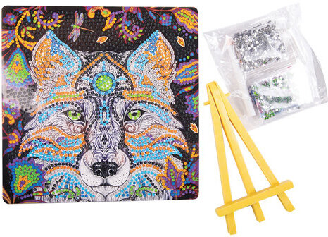 Алмазная мозаика Арт-Терапия "Ночной волк", более 1000 элементов, 20х20 см, ORIGAMI, 03214