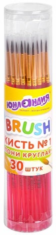 Кисть ПОНИ, круглая, № 1, цветная ручка, ЮНЛАНДИЯ, 201060
