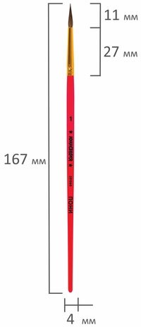 Кисть ПОНИ, круглая, № 1, цветная ручка, ЮНЛАНДИЯ, 201060