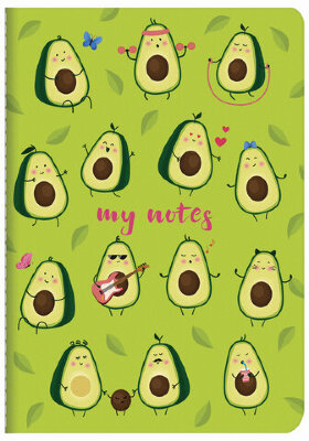 Тетрадь 40 л. в клетку обложка SoftTouch, бежевая бумага 70 г/м2, сшивка, А5 (147х210 мм), МИЛЫЕ АВОКАДО, BRAUBERG, 403770