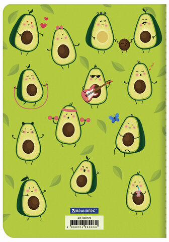 Тетрадь 40 л. в клетку обложка SoftTouch, бежевая бумага 70 г/м2, сшивка, А5 (147х210 мм), МИЛЫЕ АВОКАДО, BRAUBERG, 403770