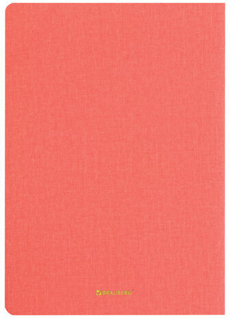 Тетрадь 48 л. в клетку обложка кожзам под лён, сшивка, A5 (147х210мм), КОРАЛЛОВЫЙ, BRAUBERG PASTEL, 403870