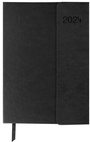Ежедневник датированный 2024 А5 148х218 мм GALANT "Magnetic", под кожу, клапан, черный, 114756