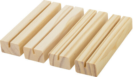 Ценникодержатель деревянный (ценники, реклама, фото) 12х3х2 см, КОМПЛЕКТ 4 шт., BRAUBERG, 291314