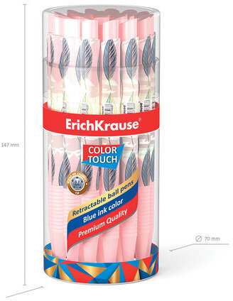 Ручка шариковая автоматическая ERICH KRAUSE ColorTouch "Flora", СИНЯЯ, узел 0,7 мм, линия письма 0,35 мм, 50746