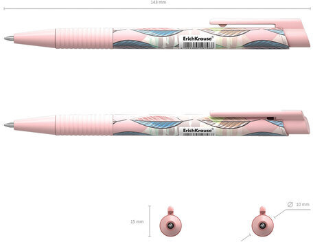 Ручка шариковая автоматическая ERICH KRAUSE ColorTouch "Flora", СИНЯЯ, узел 0,7 мм, линия письма 0,35 мм, 50746