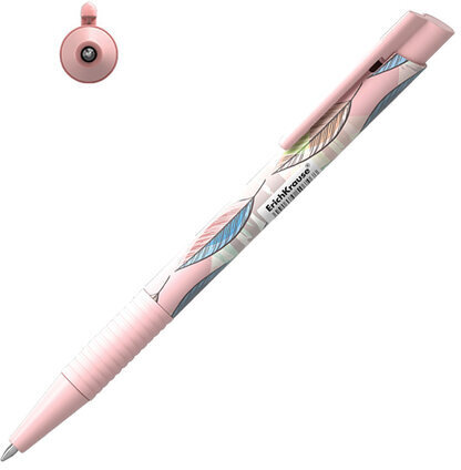 Ручка шариковая автоматическая ERICH KRAUSE ColorTouch "Flora", СИНЯЯ, узел 0,7 мм, линия письма 0,35 мм, 50746