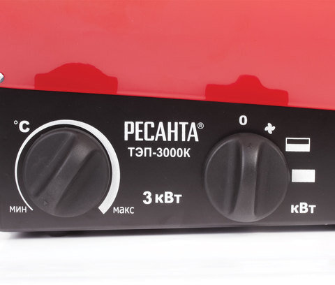 Тепловая пушка электрическая РЕСАНТА ТЭП-3000К, 3000 Вт, 220 В, круглая, красная