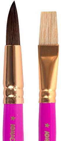 Кисти ЮНЛАНДИЯ, набор 2 шт. (ПОНИ: круглая № 10; ЩЕТИНА: плоская № 12), блистер с европодвесом, 200883