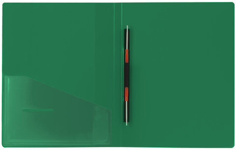 Папка с металлическим скоросшивателем и внутренним карманом BRAUBERG "Contract", зеленая, до 100 л., 0,7 мм, бизнес-класс, 221784