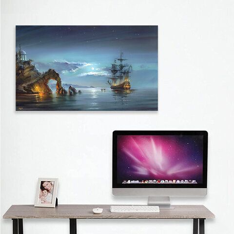 Картина стразами (алмазная мозаика), 40х50 см, ОСТРОВ СОКРОВИЩ "Лунная ночь", на подрамнике, 663872