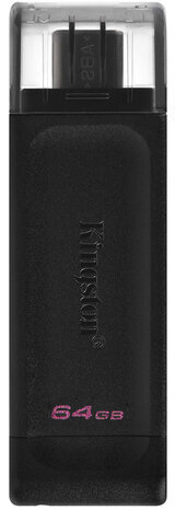 Флеш-диск 64GB KINGSTON DataTraveler 70, разъем Type-C 3.2, черный, DT70/64GB