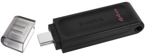 Флеш-диск 64GB KINGSTON DataTraveler 70, разъем Type-C 3.2, черный, DT70/64GB