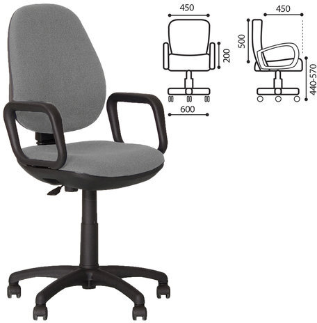 Кресло "Comfort GTP" с подлокотниками, серое ZT-13