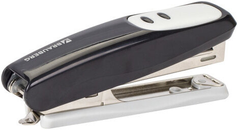 Степлер №10 BRAUBERG "Germanium", до 12 листов, с антистеплером, черный, ГАРАНТИЯ 5 ЛЕТ, 226572