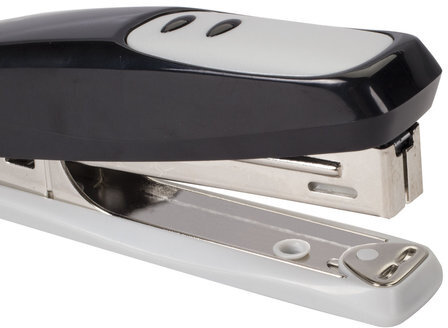 Степлер №10 BRAUBERG "Germanium", до 12 листов, с антистеплером, черный, ГАРАНТИЯ 5 ЛЕТ, 226572