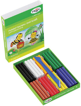 Пластилин восковой ГАММА "Пчелка", 8 цветов, 120 г, со стеком, картонная упаковка, 280038Н