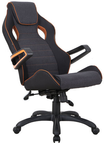 Кресло компьютерное BRABIX "Techno Pro GM-003", ткань, черное/серое, вставки оранжевые, 531813