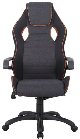 Кресло компьютерное BRABIX "Techno Pro GM-003", ткань, черное/серое, вставки оранжевые, 531813