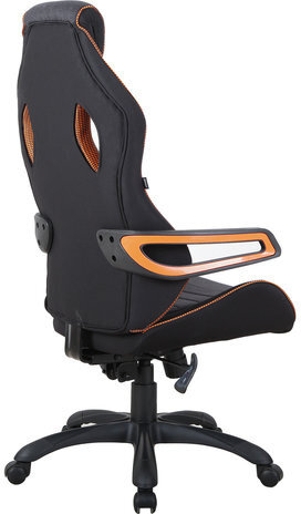 Кресло компьютерное BRABIX "Techno Pro GM-003", ткань, черное/серое, вставки оранжевые, 531813