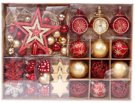 Набор украшений для ели "Red & Gold Luxury" 70 предметов, красный/золото, ЗОЛОТАЯ СКАЗКА, 591714